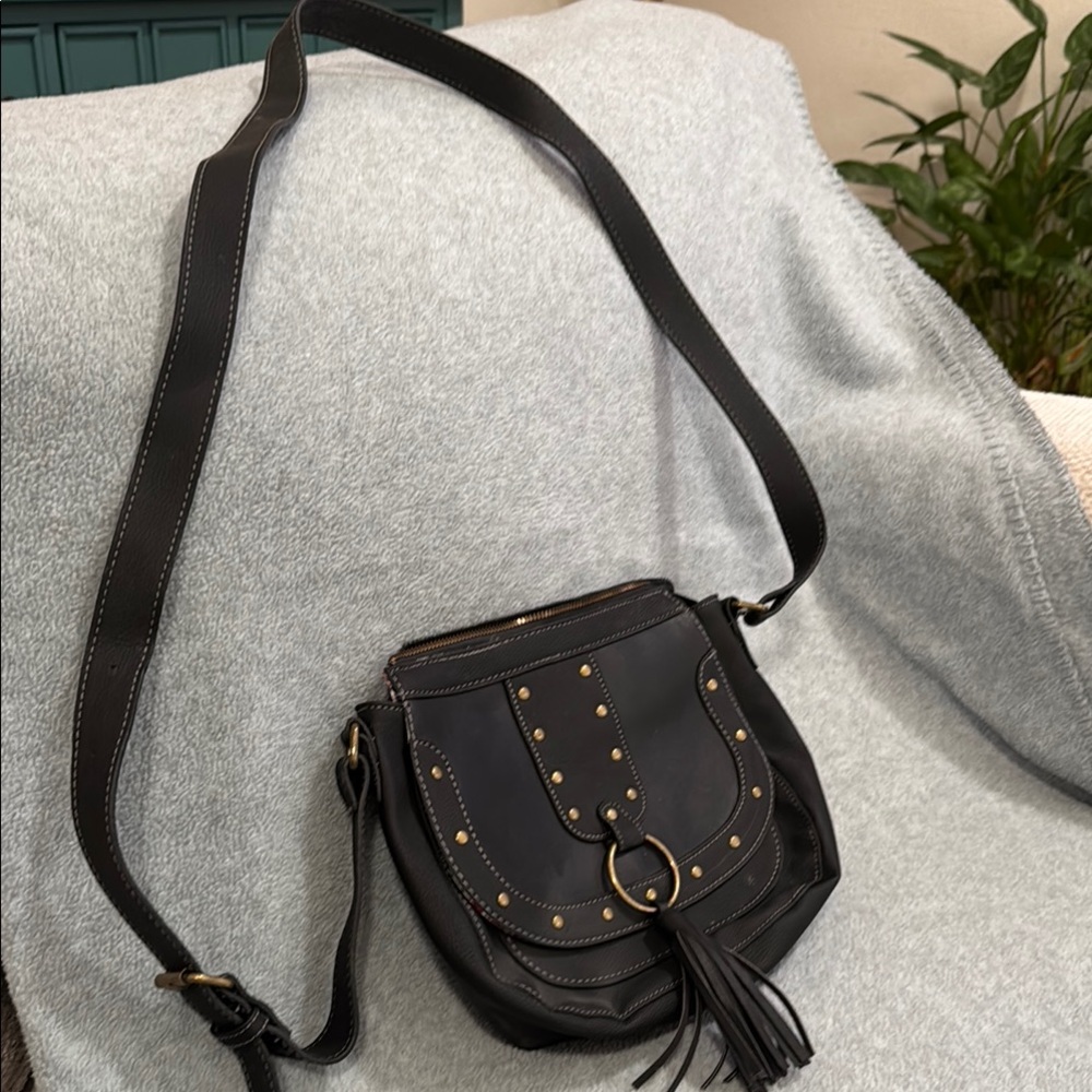 NEVER USED- Black Leather Crossbody Bag